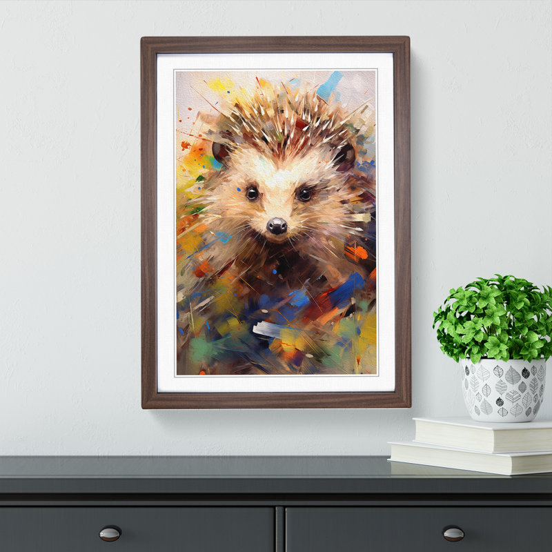 Hedgehog Gestural - Framed Print, 46cmH x 34cmW