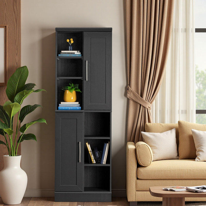 Storage Cabinet, Black Brown Finish