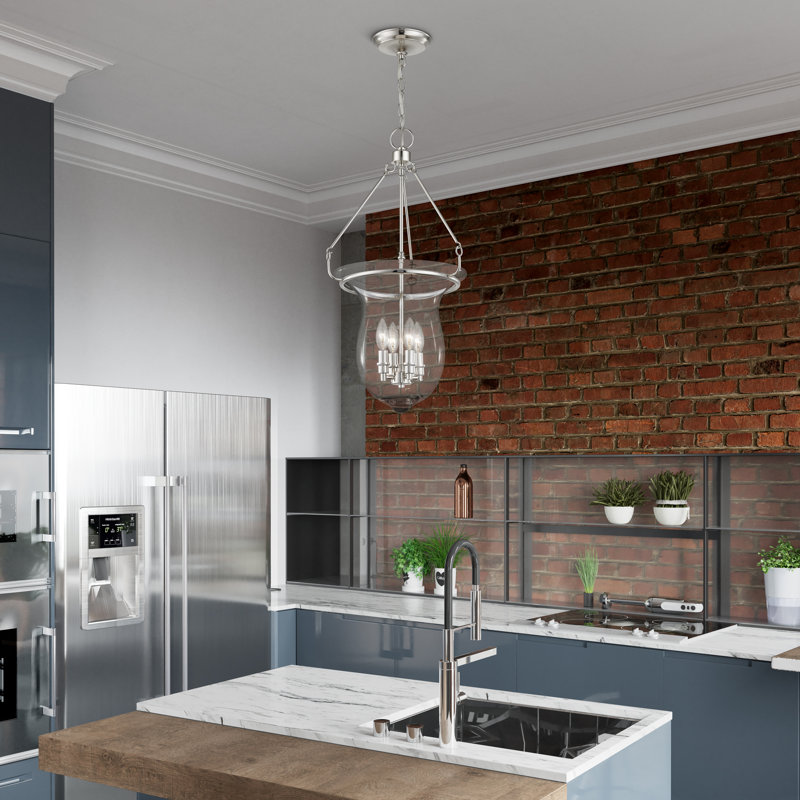 Brentwood 4 - Light Lantern Pendant, Polished Nickel