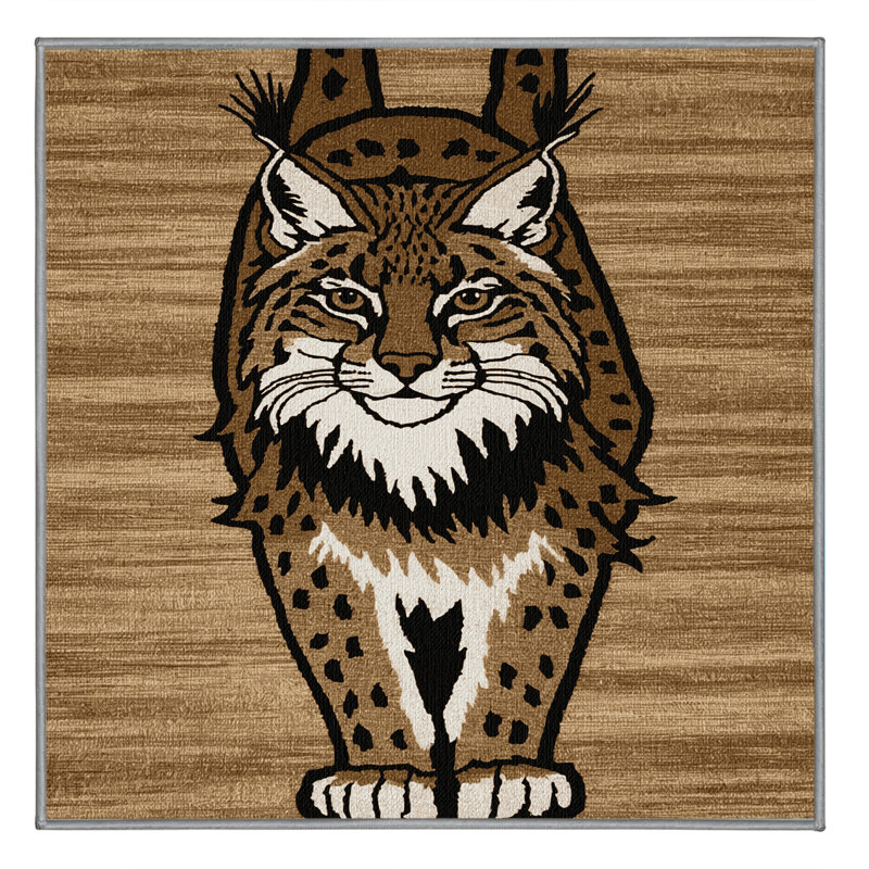 Washable Siberian Lynx Big Cats Area Rug, Square 4'