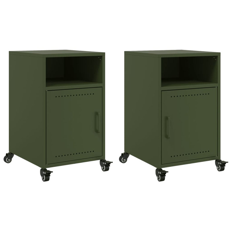 Quammen 36cm W Steel Bedside Table, Olive Green