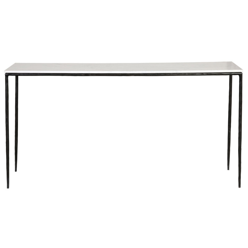 Perugia 59" Wide Console Table, White Marble/Silver