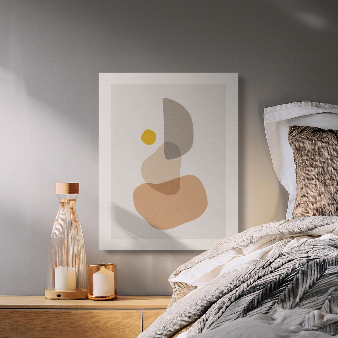 Abstract Shapes Canvas Wall Art, Modern Geometric Print, Gallery Wrapped Canvas, Ready to Hang, Beige and Gold Decor, Statement Piece