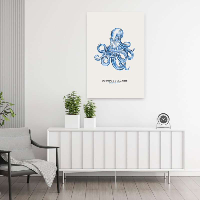 Art contemporain, pieuvre rétro, plage, art mural, H 36 po x l 24 po