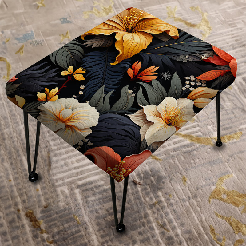 Tropical Hibiscus Floral Paradise - Floral Rectangle Ottoman