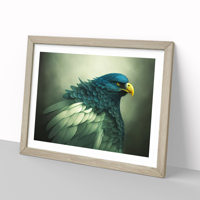 Magnetic Eagle Bird - Framed Print, 46cm H x 64cm W x 2cm D, Oak