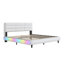 Grand lit plateforme tapissier avec bandes lumineuses à DEL