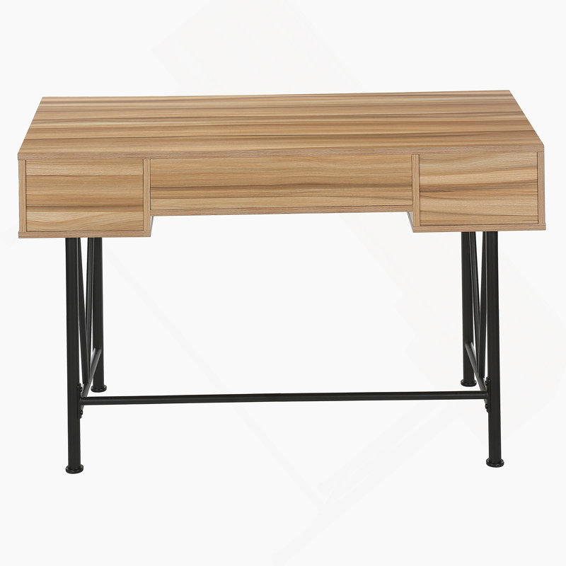 Bureau d'ordinateur élégant avec tiroirs de rangement Hollen, idéal pour le bureau à domicile et les petits espaces, Brun