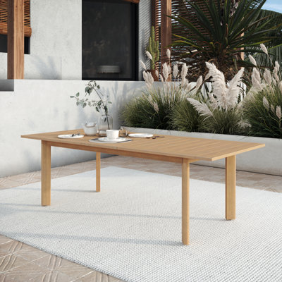 Pablo Solid Acacia Wood Extendable Dining Table With Self Storing Leaf, Natural by Hokku Designs
