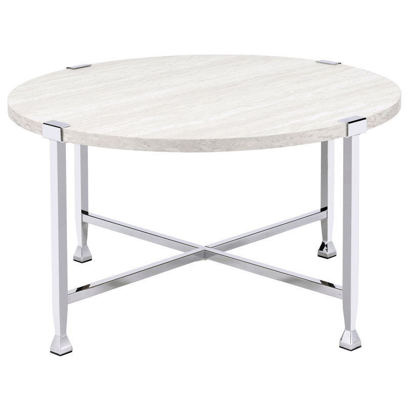 Chêne blanc et table basse ronde - caractéristique industrielle en forme
