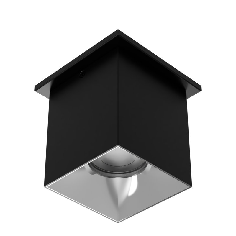 Plafonnier encastré 5 lumières Zoron Square, Noir/chrome, H 4,5 po x l 3,63 po x P 3,63 po
