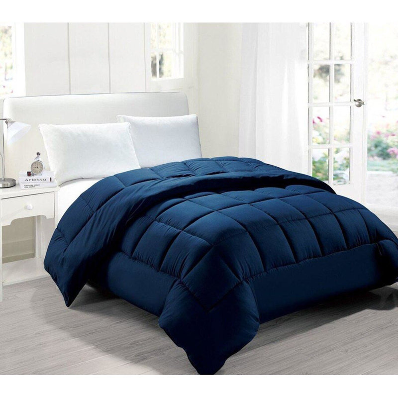 Édredon en duvet synthétique toutes saisons Crystal, Bleu marine, Édredon double / grand