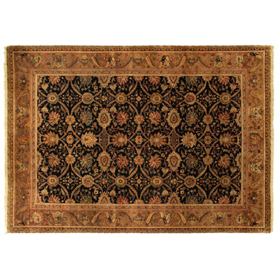 Super Fine Tabriz hand-knotted New Zealand Wool Black/Gold Area Rug