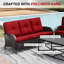 Ensemble de table de foyer d'extérieur en osier pour 8 personnes avec canapés, chaises, table d'appoint et coussin rouge PE-69074932
