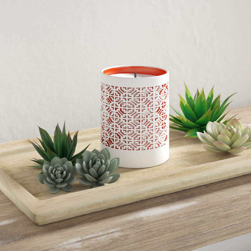 Porte-votive de table en métal 5 po, Blanc / orange
