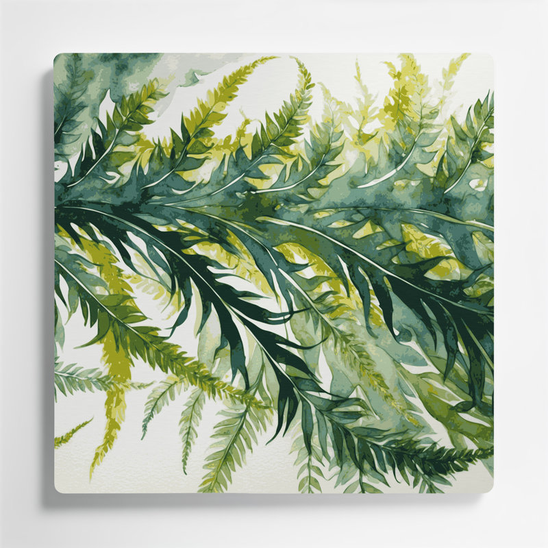 Art mural en métal Botanical Pteris Fern, H 96 po x l 96 po x P 0,05 po