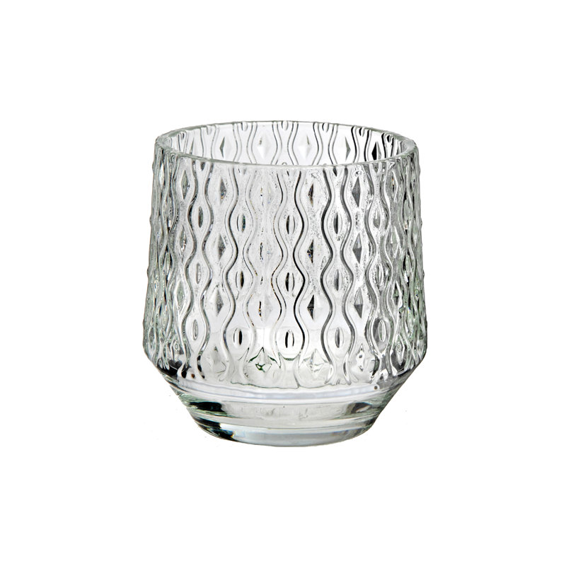 Bougeoir rond en verre (déco) - ensemble de 4