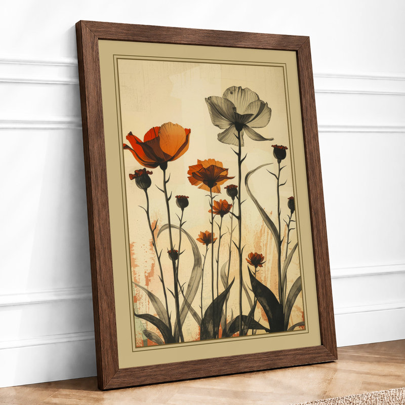 Carnation Study Botanical - Framed Print, A1 - 84.1 x 59.4 cm, Walnut