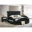 1pc Unique Round Plush Black Velvet Button-Tufted Detailing Storage Bed-979590756