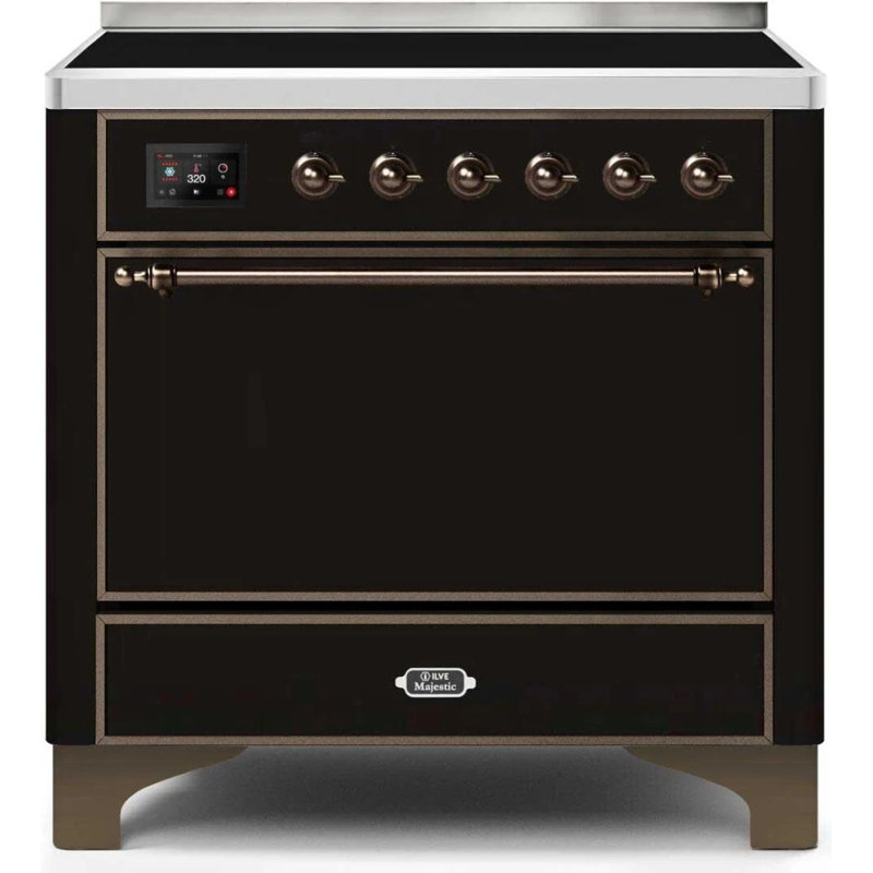 Majestic Ii 36 Inch Freestanding Induction Range, Glossy Black/Bronze