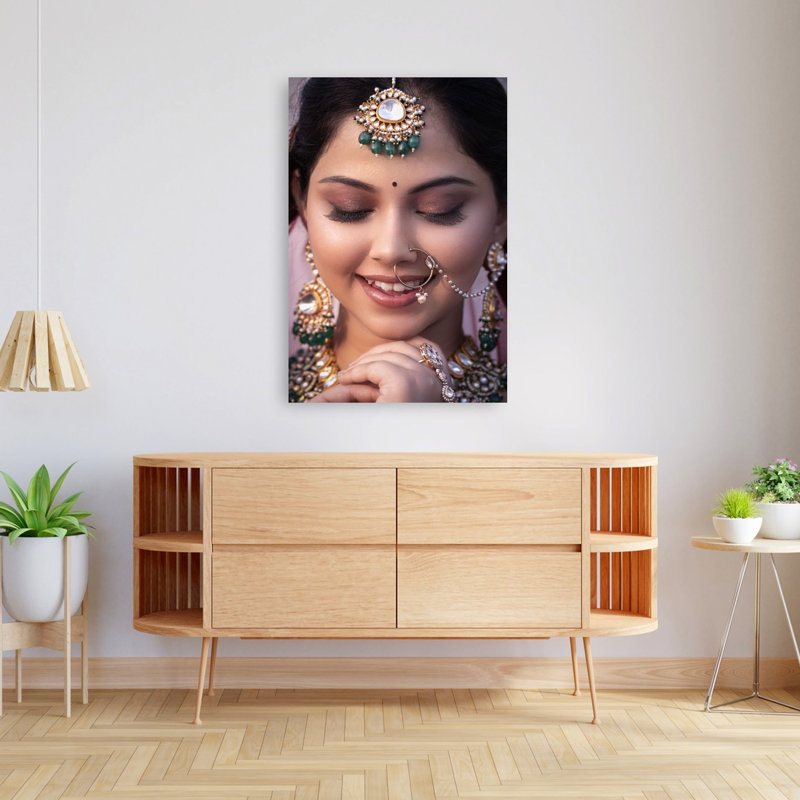 " Serene Indian Bride Traditional Wall Art Print " by Hamza Qarooni, H 48 po x l 32 po