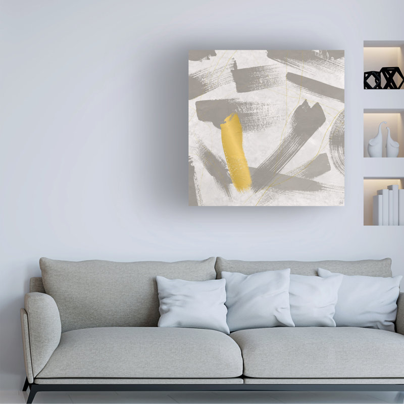 Art sur toile, ligne bolologienne et coups de pinceau, H 35 po x l 35 po