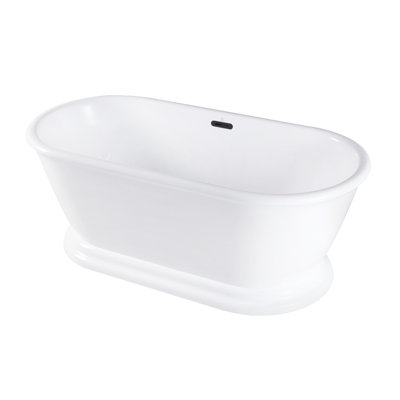 Baignoire piédestal à double extrémité en acrylique 60 po avec drain Kingston Eden