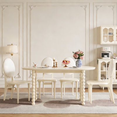 Ensemble de table de salle à manger en bois de cerisier blanc durable