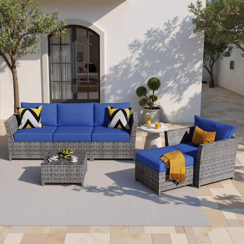 5 - Person Patio Conversation Set, Navy Blue