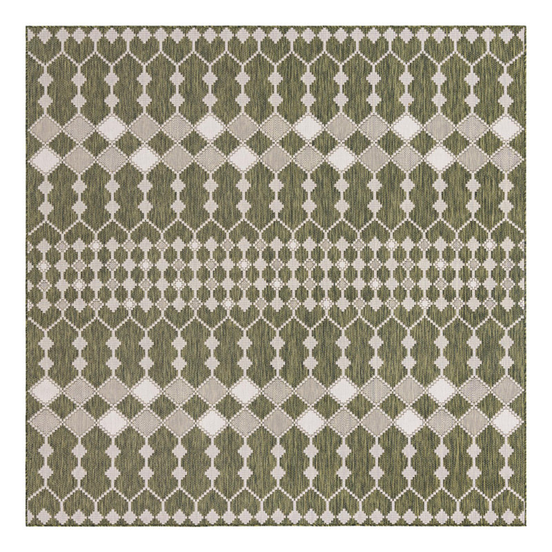 Green Traliccio Indoor/Outdoor Trellis Rug, Square 10'