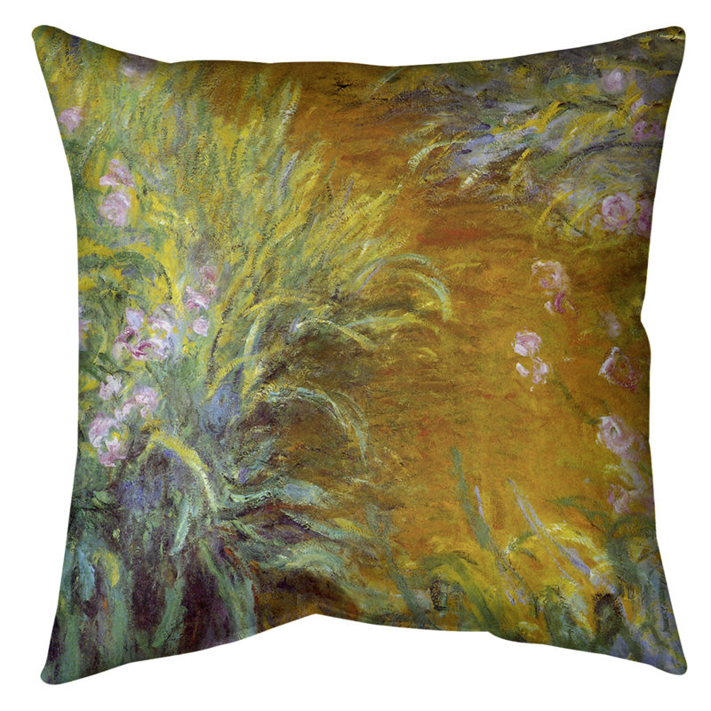 Coussin claude monet path through the irises, 18 po x 18 po, Polyester filé
