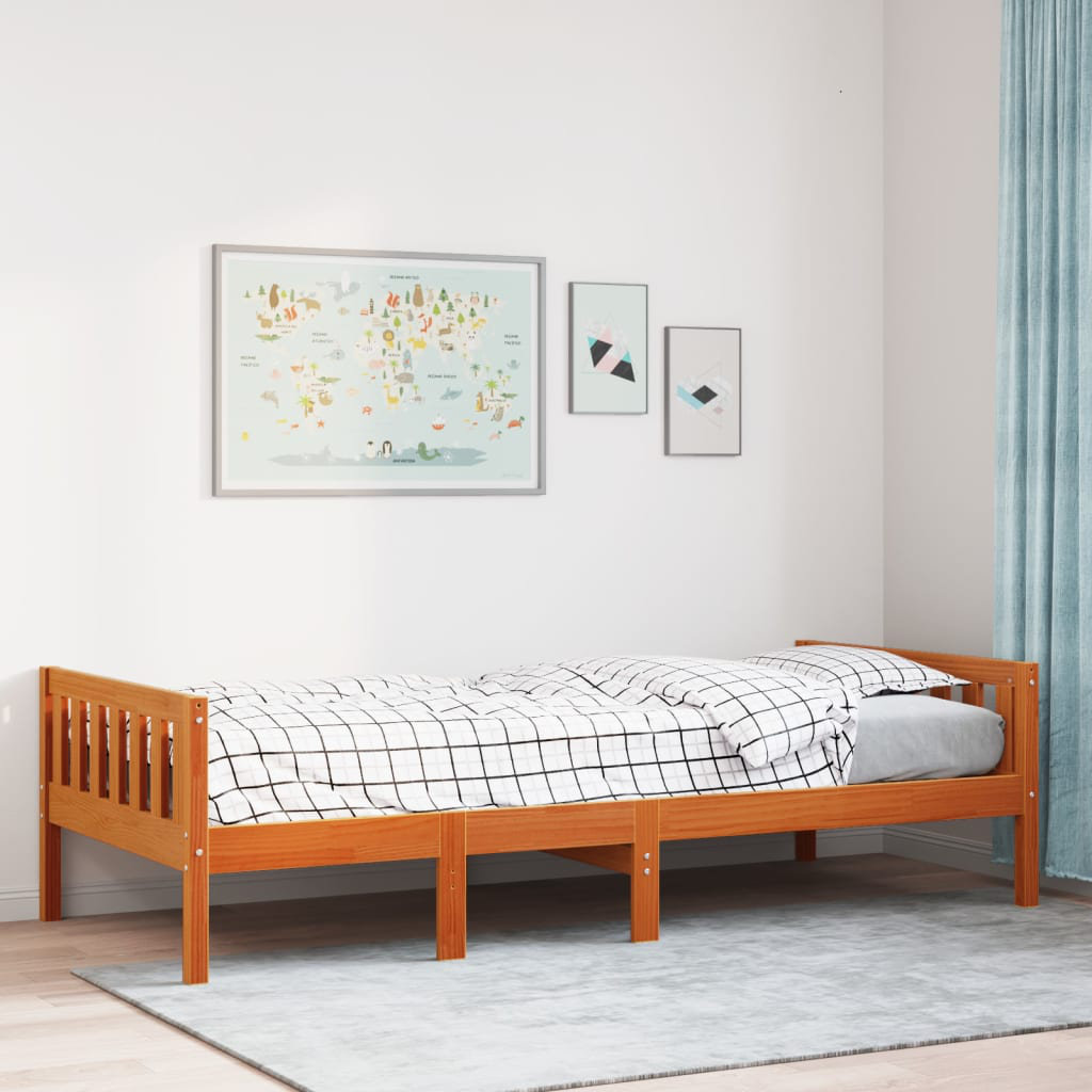 Vidaxl Kinderbett Ohne Matratze Wachsbraun 90X190 Cm Massivholz Kiefer