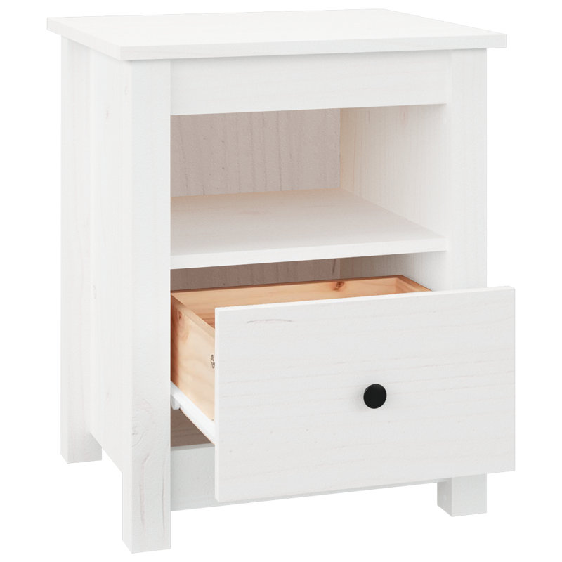 Bedside Cabinet 40X35x49 Cm Solid Wood Pine, White