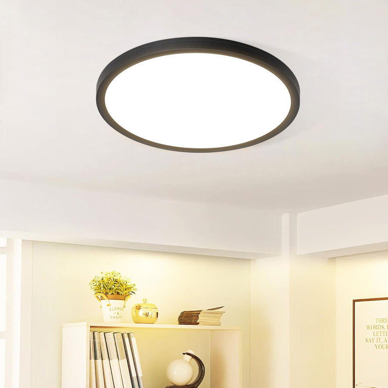 LED Semi Flush Mount, 4000 Kelvins, Black