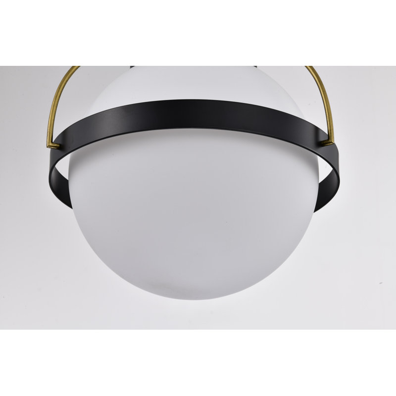 Luminaire suspendu sphère 1 lumière Whit, Noir mat, H 54,78 po x l 18 po x P 18 po