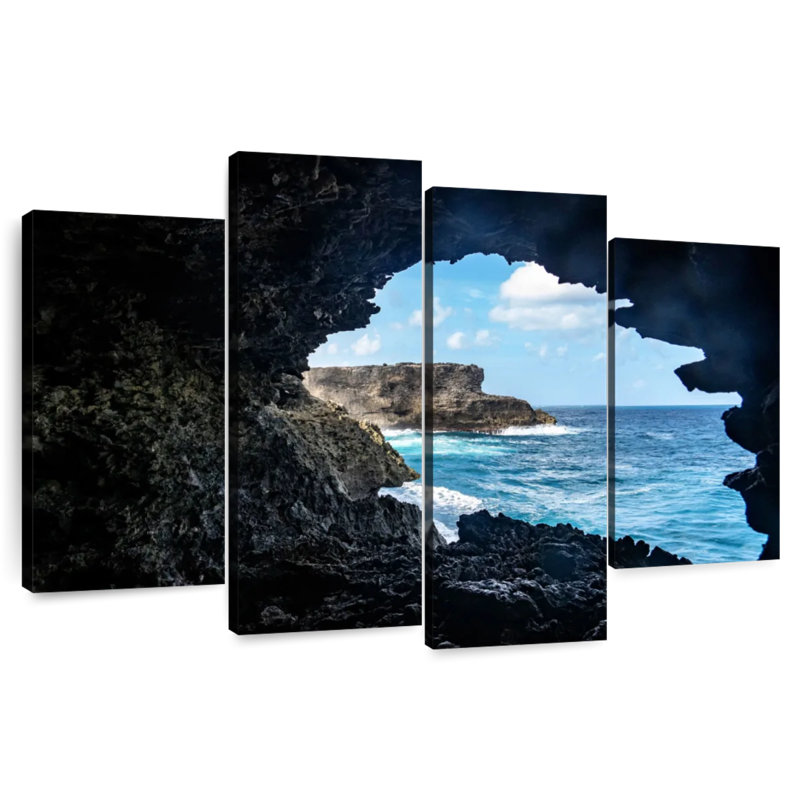 Gillard, Barbade, bord de mer, grotte, H 42 po x l 68 po