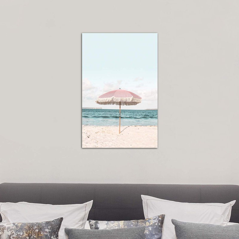 Pink Umbrella by Sisi & Seb - Wrapped Canvas Print, 66.04 cm H x 45.72 cm W x 1.91 cm D