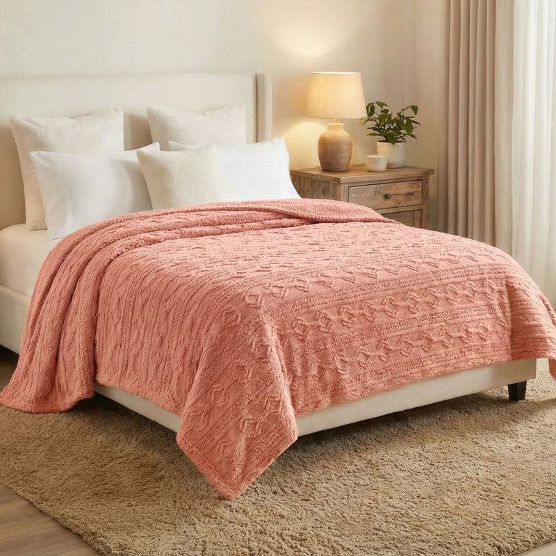 Literie moelleuse Boho, Double/Grand, Rosé