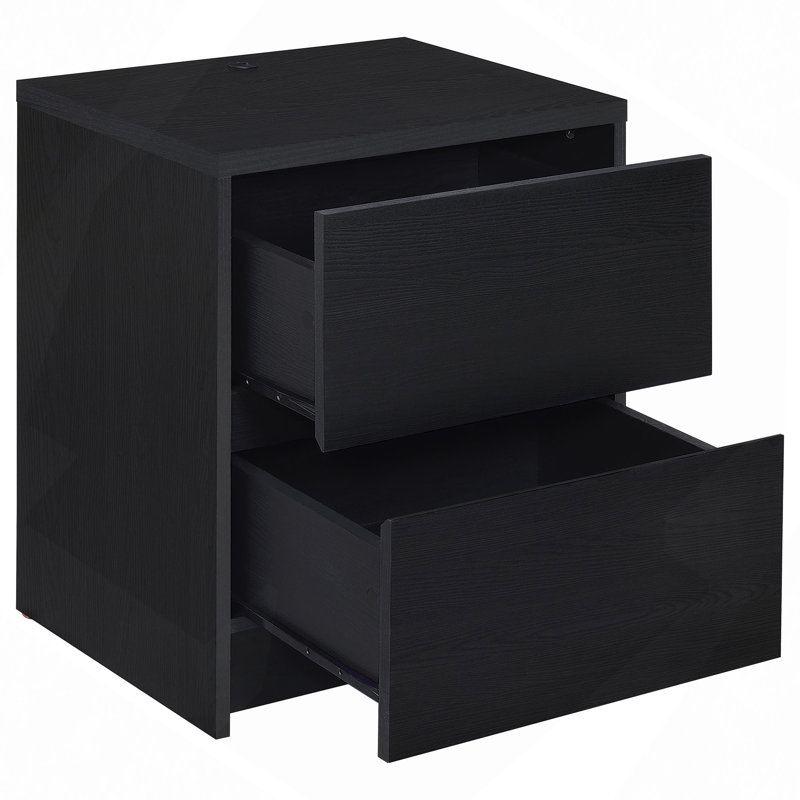 Table de chevet à 2 tiroirs Geary avec lumières DEL et USB