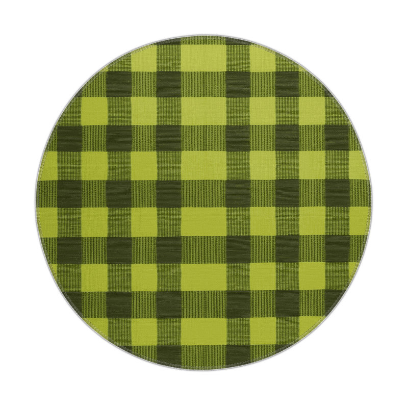 Tapis d'intérieur et d'extérieur à carreaux vert, Rectangulaire 2 pi x 3 pi