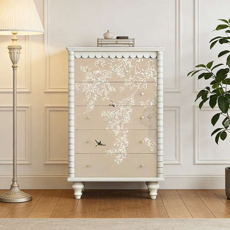 Commode d'entrée Mid-Century en bois massif, Blanc