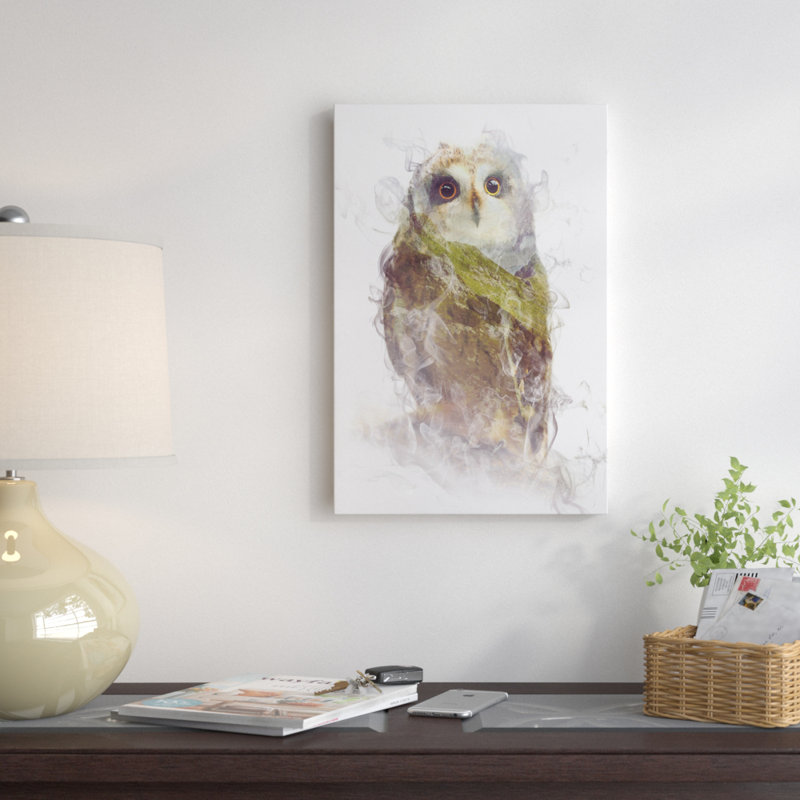 Aquarelle, animaux, hibou, impression sur toile tendue, H 40 po x l 26 po x P 1,5 po