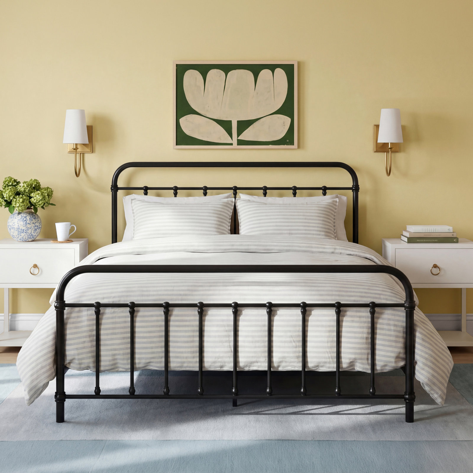 Niles Metal Spindle Bed, Black, Twin