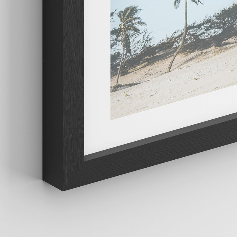 Île tropicale délavée 4 pièces, Cadre noir, H 14 po x l 11 po x P 1 po