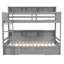 Lit superposé simple avec tiroir de rangement, tablettes intégrées aux deux niveaux, cadre de lit en bois massif, gris