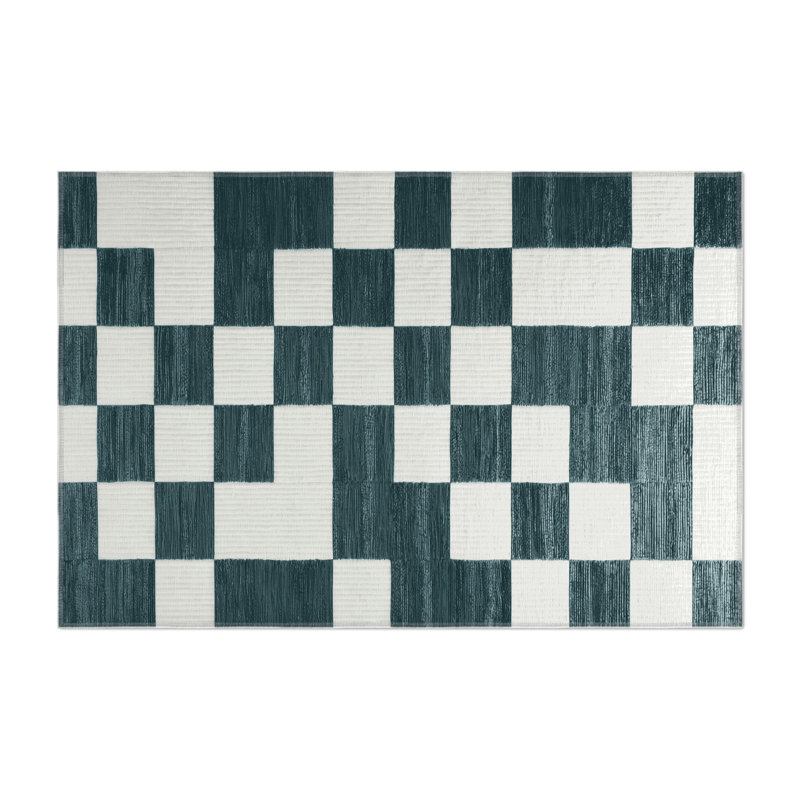 Tapis d'intérieur et d'extérieur à carreaux beige, Rectangulaire 3 pi x 5 pi