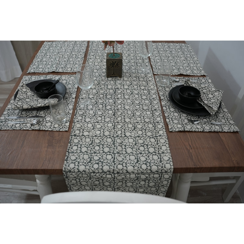 Red Barrel Studio® 16X70 Artistic table runner, Functional table runner, 8 Kamal, Gray, 11" Rectangle