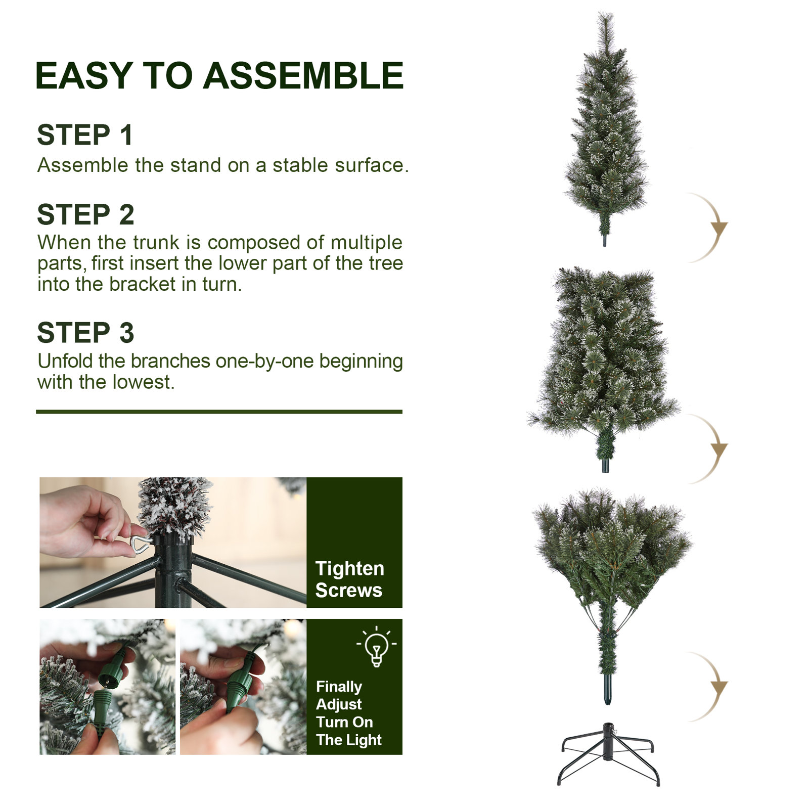 Slim Frosted Pre-Lit Pine Christmas Tree, 7.5'