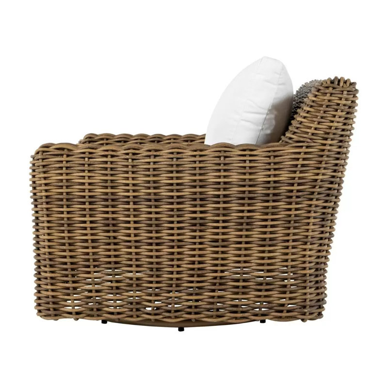 Montauk Swivel Lounge Chair In Bali Pearl Fabric With No Welt