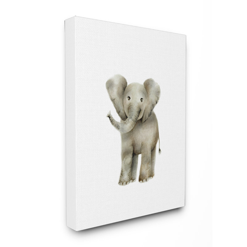 «Happy Baby Elephant Illustration», art mural, Toile tendue, H 20 po x l 16 po